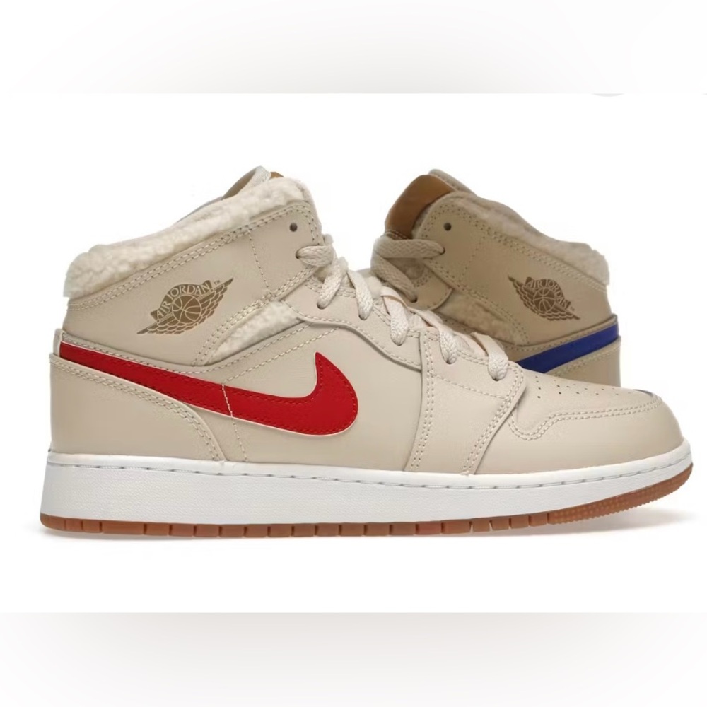 Nike Air Jordan Mid Beige with Red Swoosh